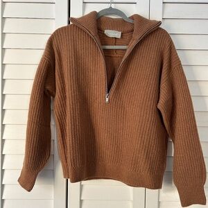 Everlane Half-Zip Sweater in Luxe Merino - Deep Camel - Women's Small